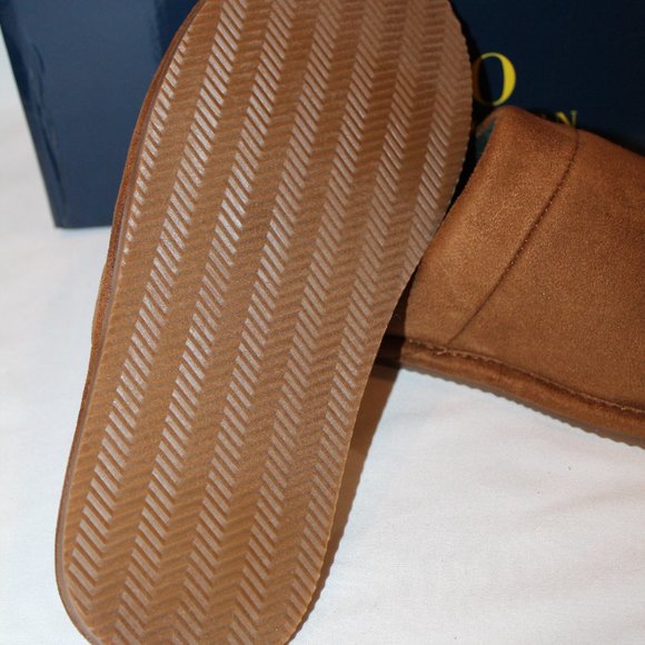 NIB POLO RALPH LAUREN MEN'S SUEDE LINED COMFORT SLIPPERS CHESTNUT PLAID - Picture 6 of 6